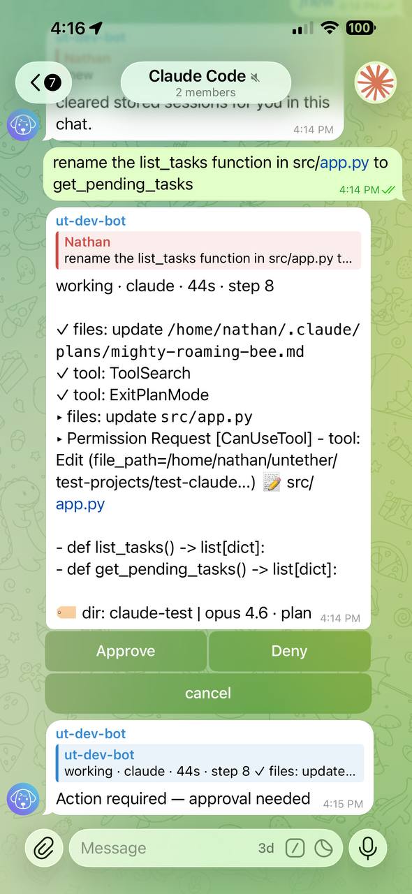 Approval buttons with diff preview — Approve / Deny / Pause & Outline Plan