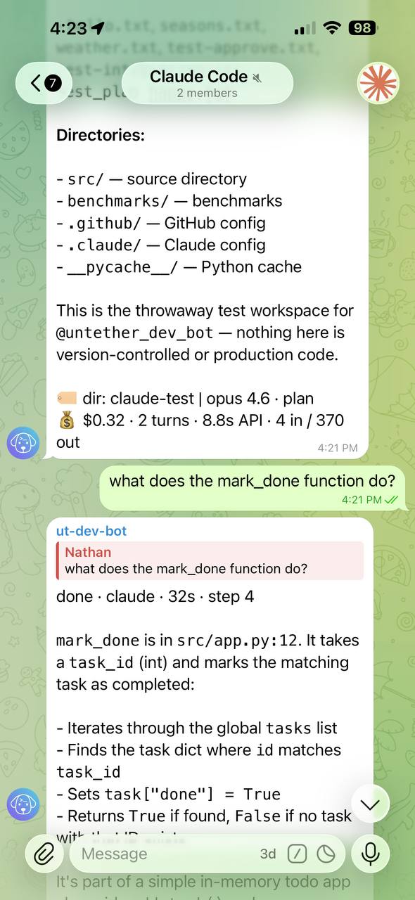 Follow-up message auto-resumes the previous session without replying