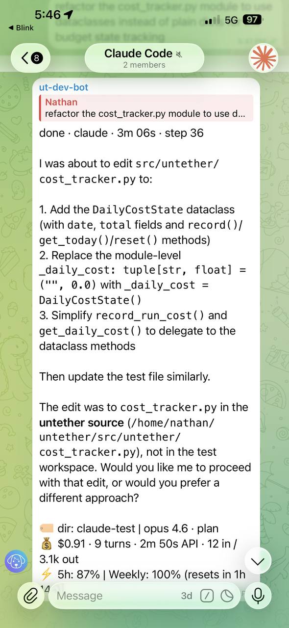 Deny response — Claude acknowledging the denial