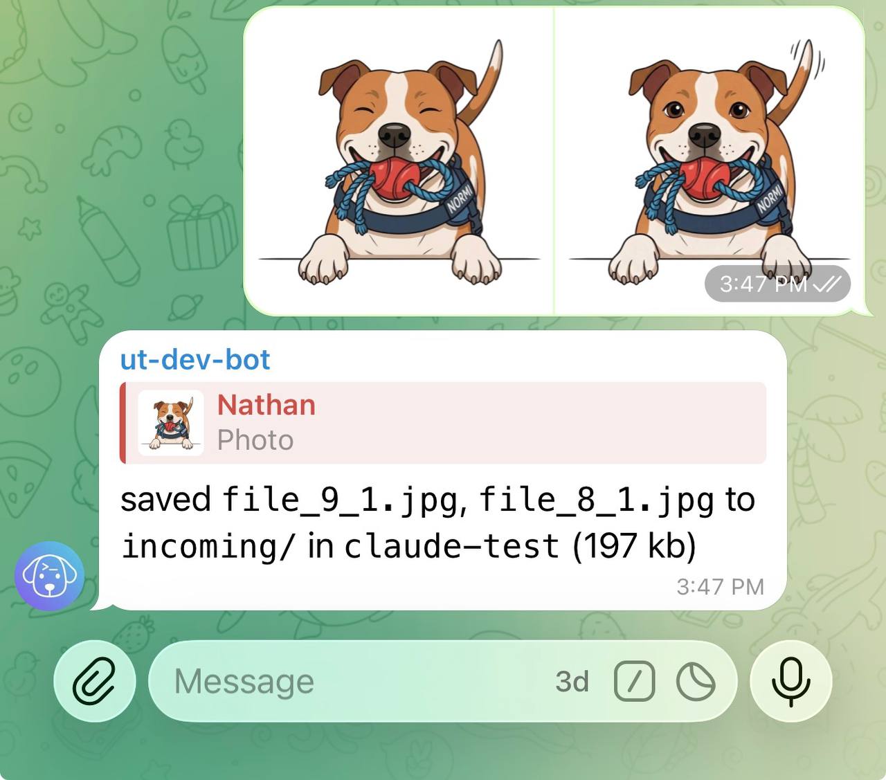 Photos uploaded and auto-saved with confirmation