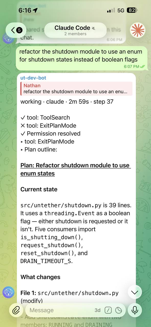Claude's written outline/plan appearing as formatted text in chat
